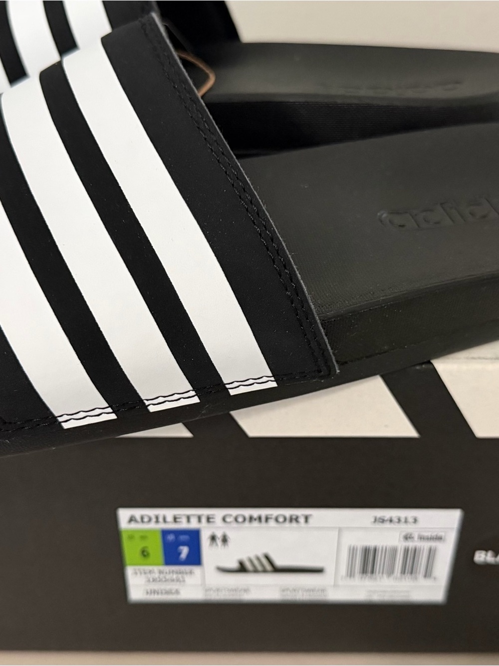 adidas Adilette Comfort Black and White Slide Sandals